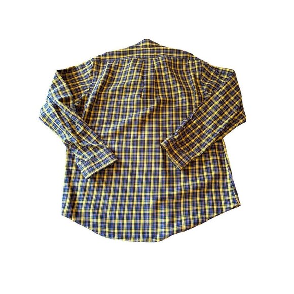 Ralph Lauren Custom Fit Plaid Button-Down Shirt XL Yellow & Blue - Picture 5 of 5